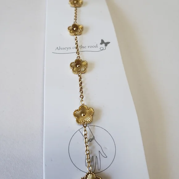 Stainless Steel Hot Gold Plated Clover Charm Bracelet Luxury - Picture 3 of 7